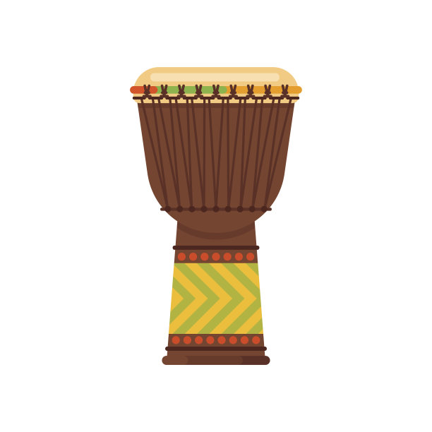 矢量扁风格的非洲鼓乐器djembe。图片下载