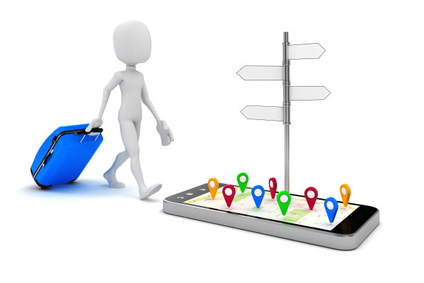 3d男人旅游和手机导航图片下载