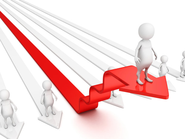 3d人在红色的成功箭头的步骤图片下载