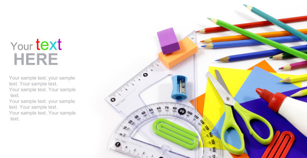 附有复印版面的文具图片下载