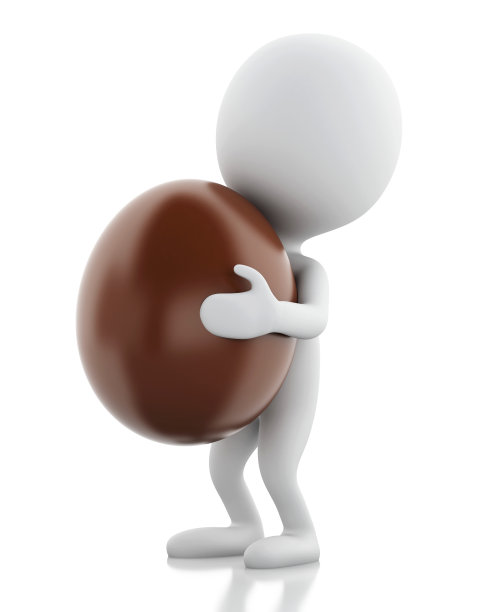 3d白人手里拿着复活节彩蛋。图片下载