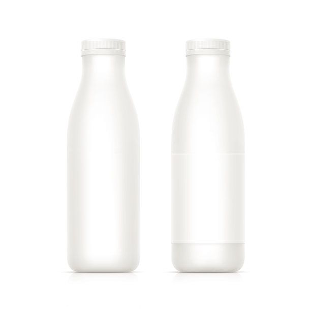 矢量插图两个空白的白色牛奶/酸奶瓶图片下载