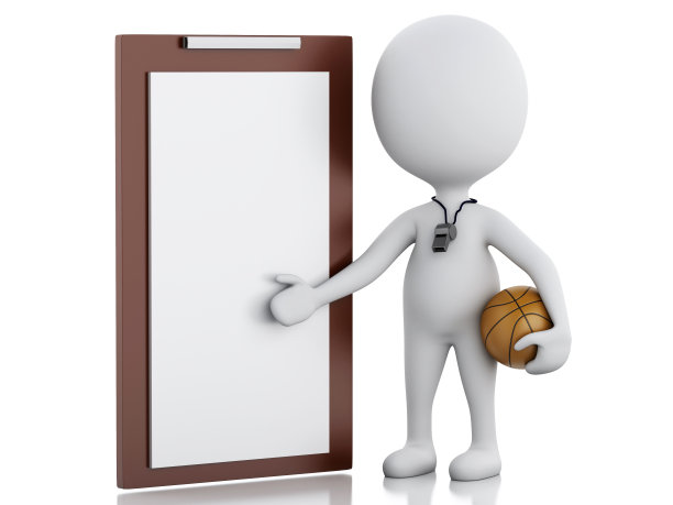 3d白人教练与剪贴板。图片下载