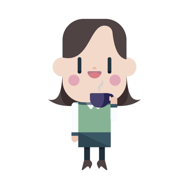 人物插图设计。女商人在车上喝咖啡图片下载