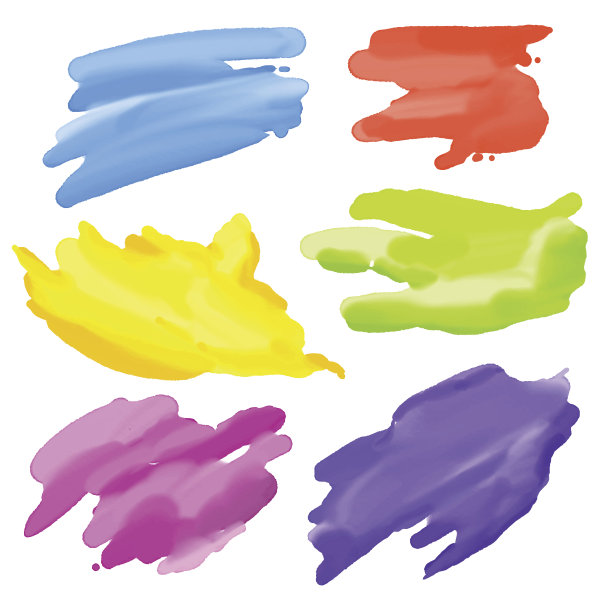 色彩丰富的抽象水彩元素设计。矢量图图片下载