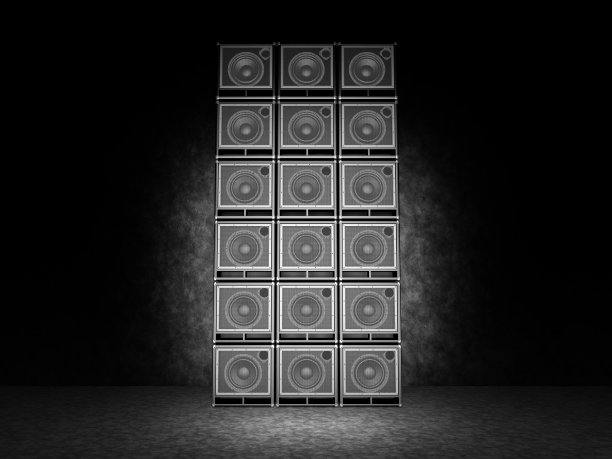 满墙的吉他音箱堆叠在一起图片下载