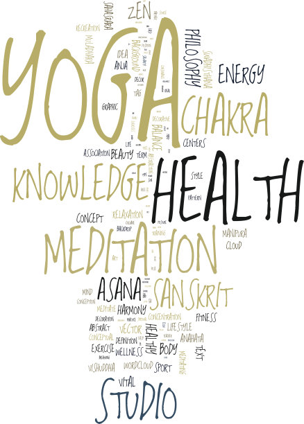 瑜伽。文字拼贴在白色背景上。图片下载