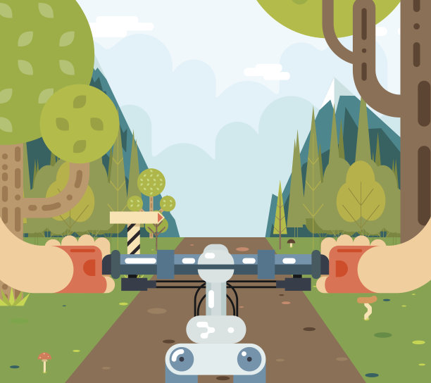 自行车方向盘骑行森林旅游与象征旅游之旅图片下载