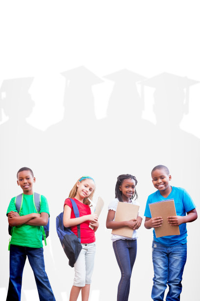 可爱的小学生对着相机微笑的合成图像图片下载