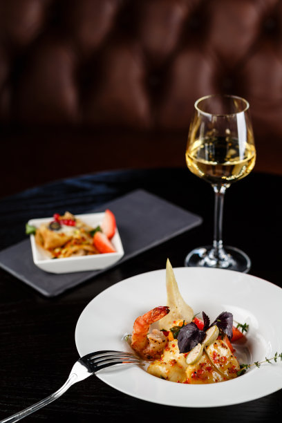 海鲜和葡萄酒图片下载