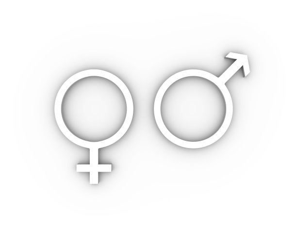 女性和男性的性别符号在白色图片下载