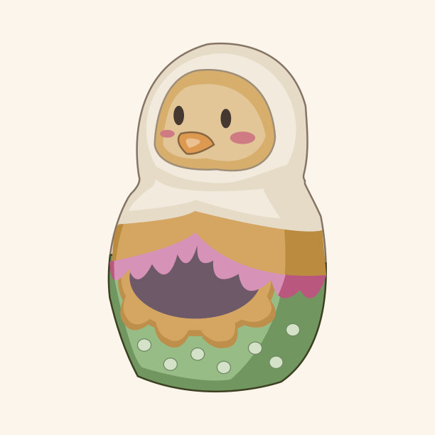 俄罗斯传统木制娃娃，矢量图案，el图片下载