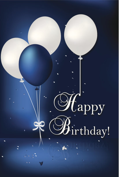 蓝色生日卡片印刷图片下载