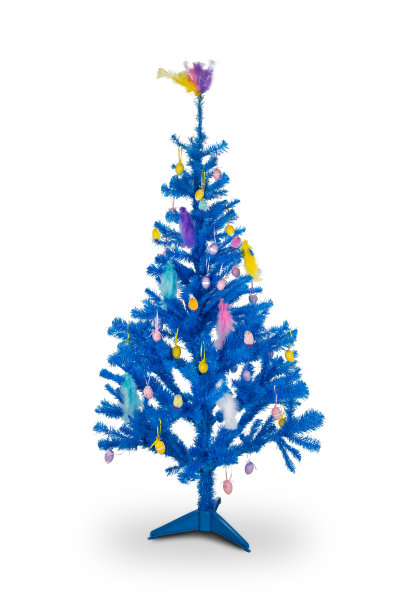 蓝色的复活节树。图片下载