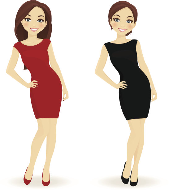 一组穿着红黑衣服的女人图片下载