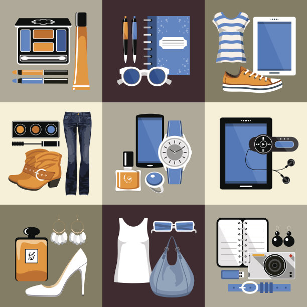 时尚集于一种风格的平面设计。图片下载