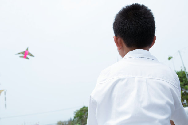 那个男孩喜欢玩风筝。图片下载