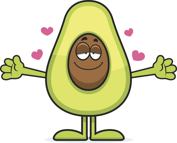 卡通鳄梨拥抱素材图片