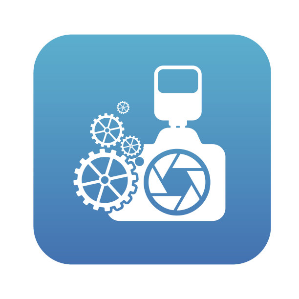 摄像头图标上的蓝色按钮，干净的矢量图片下载