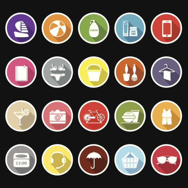 长阴影的海滩图标图片下载