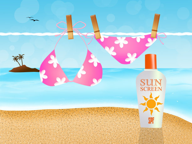 海滩上的太阳能乳液图片下载