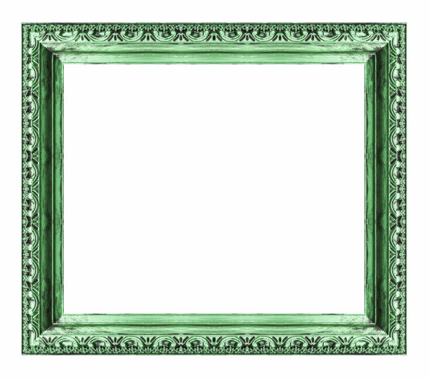 复古的绿色框架与空白的白色背景图片下载