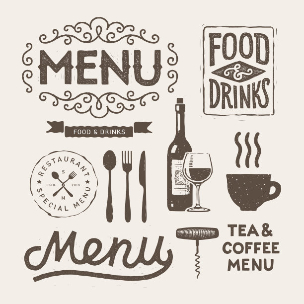 复古的菜单排版元素图片下载