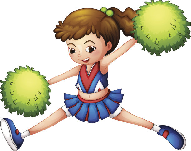 梳着绿色马尾辫和球团的啦啦队员图片下载