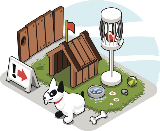 后院狗屋有看门狗值班(病媒)图片下载