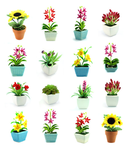 花瓶里的一组假花图片下载