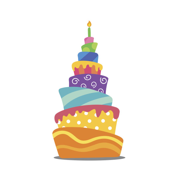 彩色抽象生日蛋糕矢量素材素材图片