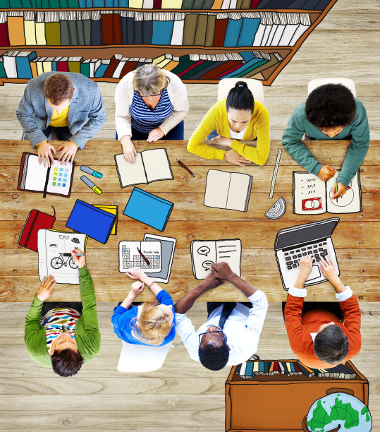 多民族群体的人头脑风暴在照片和插图图片下载