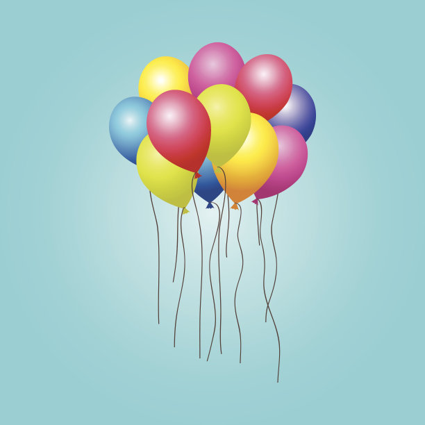 天空中有一堆五颜六色的气球图片下载