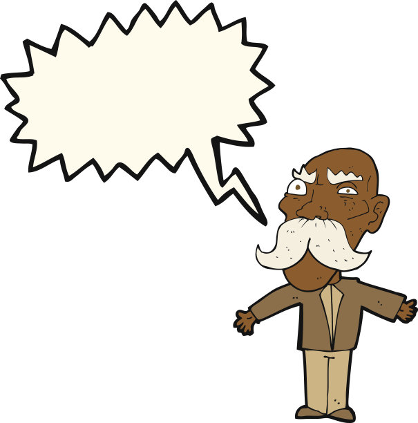 卡通愤怒的老人用言语泡图片下载