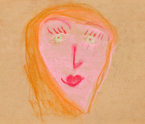 孩子们画着女人的脸素材图片