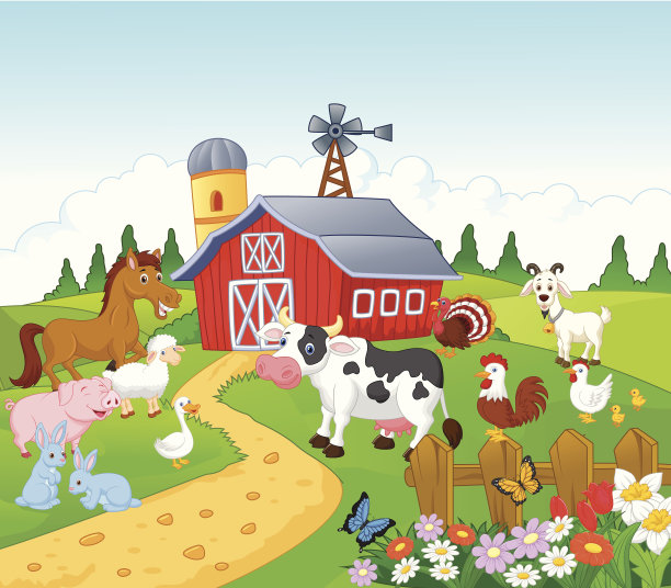 农场背景与动物图片下载