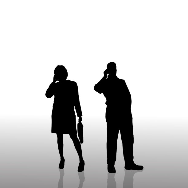 矢量剪影一对商人。图片下载