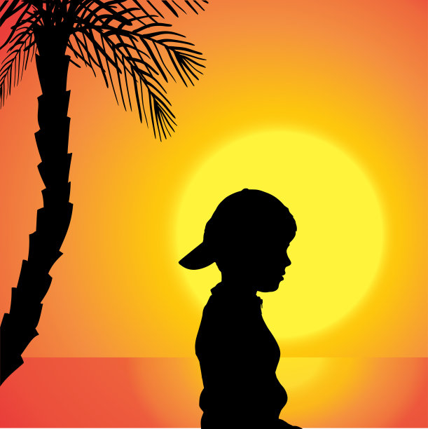 矢量剪影的一个男孩。图片下载