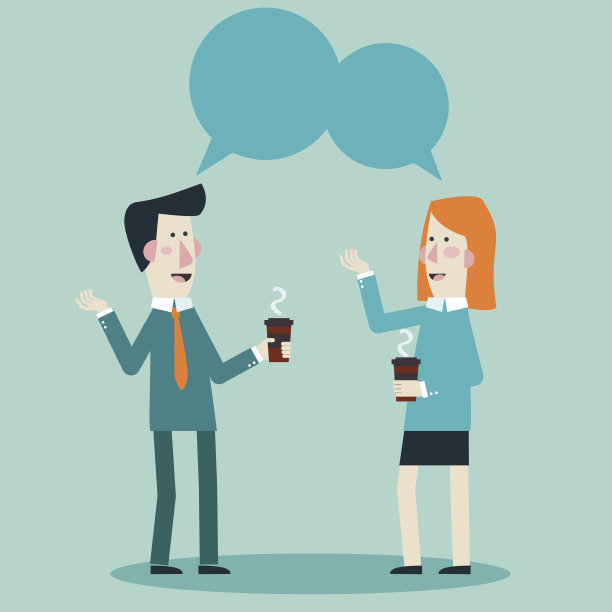 微笑着和同事喝咖啡聊天。喝咖啡的时间概念图片下载