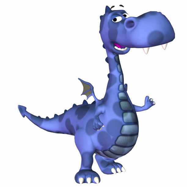 一个快乐的蓝色龙的插图图片下载