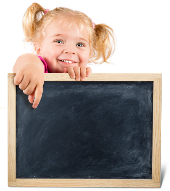 漂亮的孩子拿着黑板图片下载
