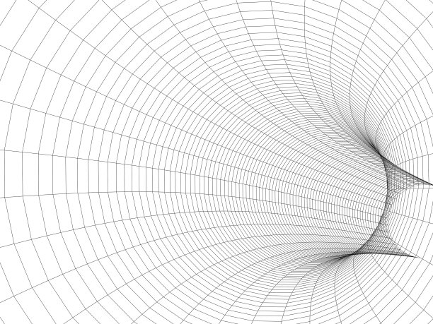转向管隧道三维插图，线框图片下载