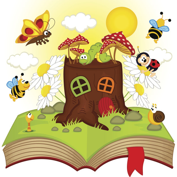 打开有树桩和昆虫的书图片下载