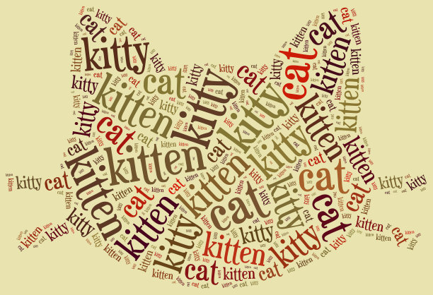 字云插图搞笑猫相关。小猫或小猫设计。图片下载