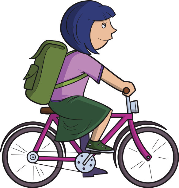 骑自行车的女学生图片下载