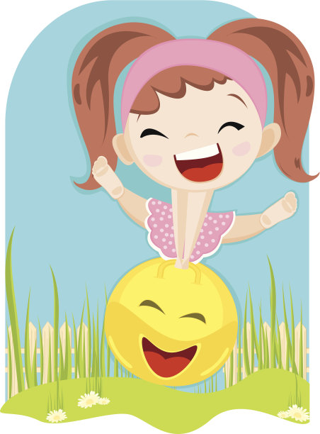 快乐的女孩与跳球图片下载