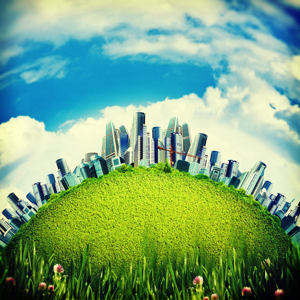 山上的城市，抽象的环境背景图片下载