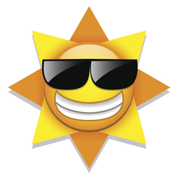 有趣的卡通太阳图标孤立在白色的背景图片下载