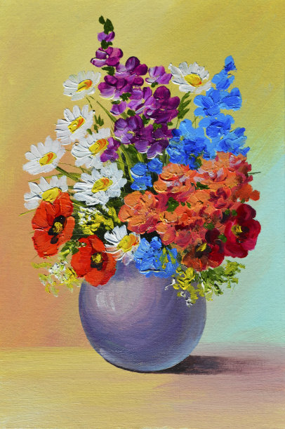 油画-静物，一束花素材图片