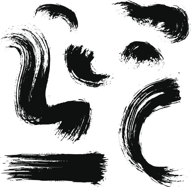 矢量集黑色墨水笔刷，手绘设计图片下载